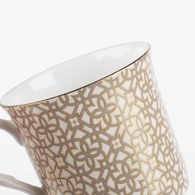 Кружка, 330 мл, 4 шт, фарфор F, микс, с золотистым кантом, Орнамент, Liberty, image-3