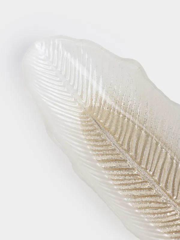 Блюдо, 27х10х3 см, стекло, шампань/серебристое, Лист, Angle, image-2