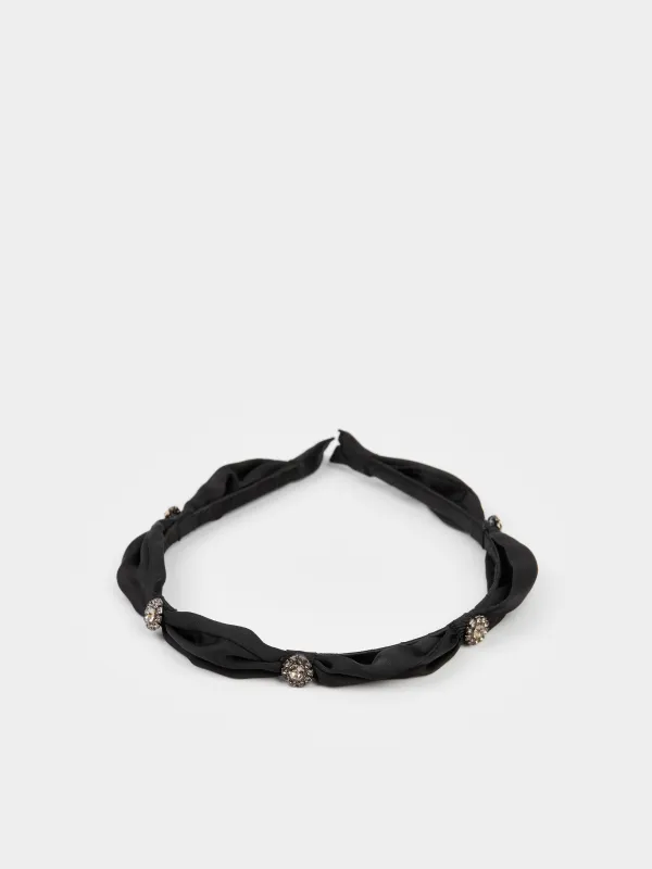 Ободок для волос, 14х15 см, полиэстер/металл, черный, Hairstyle, image-1