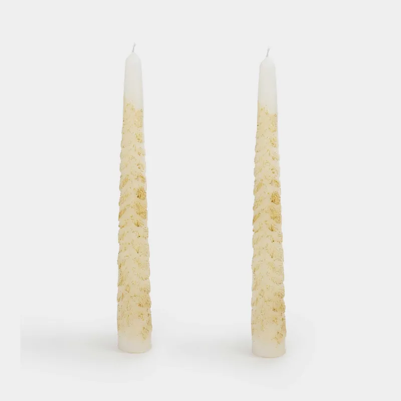 Свеча, 25 см, 2 шт, тонкая, молочно-золотистая, Ель, Fir candle