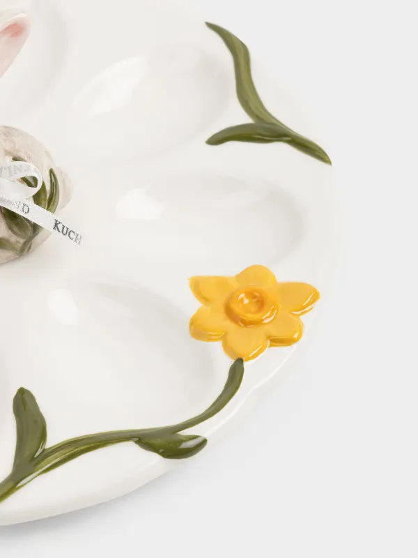 Блюдо пасхальное, 20х9 см, 8 отделений, Кролик с цветами, Rabbit in narcis, image-2