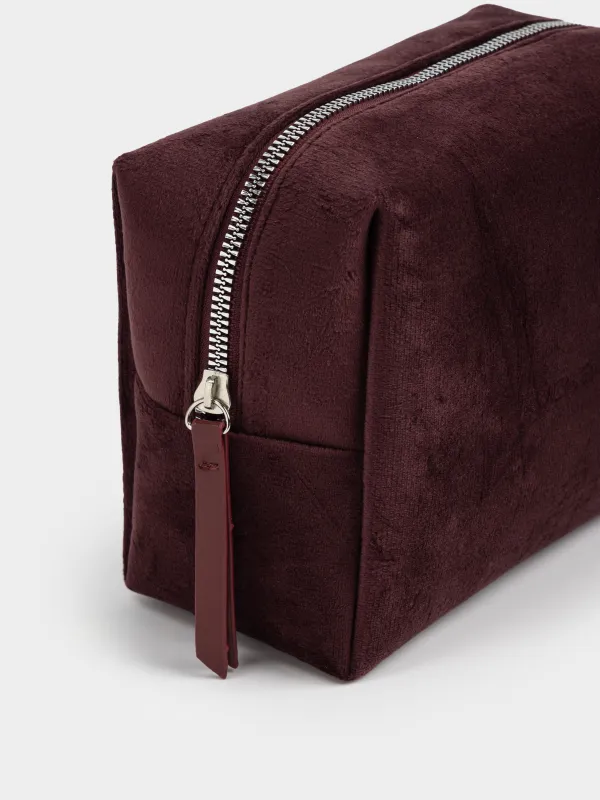 Косметичка, 18х13 см, вельвет, бордовая, Velvety, image-3