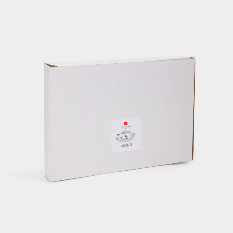 Тарелка закусочная, детская, 23х16 см, фарфор P, серая, фигурная, Котенок, Friend, image-4