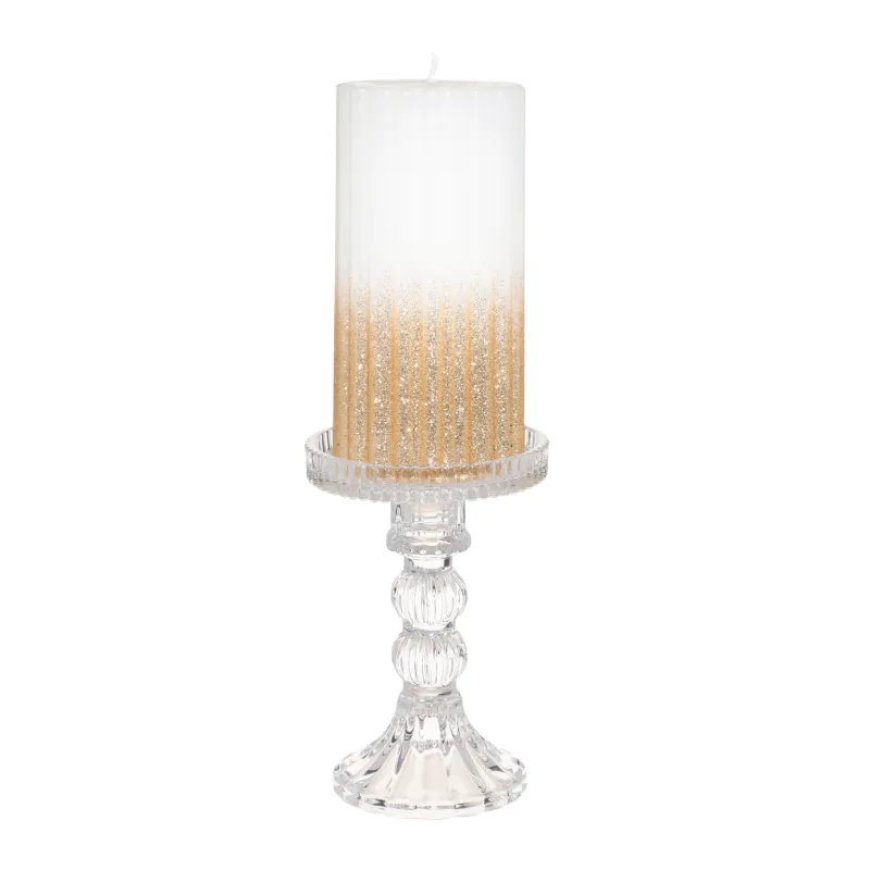 Подсвечник, 14 см, для цилиндрической/тонкой свечи, на ножке, разборный, стекло, Ribby, image-5