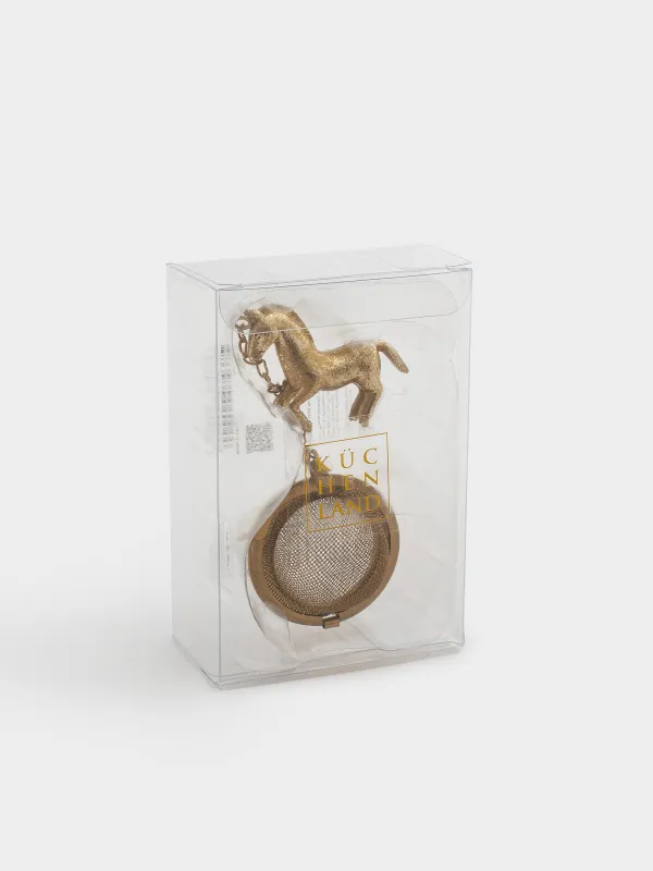 Сито для заваривания чая, 18 см, сталь/полирезин, Horse gold, image-4