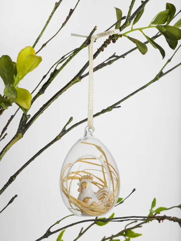 Подвеска декоративная, 6х8 см, стекло/полирезин, золотистая, Петушок, Easter, image-2