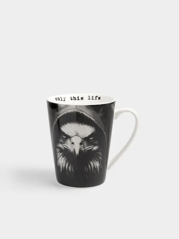 Кружка, 420 мл, фарфор N, белая, Орел, Brutal style, image-0