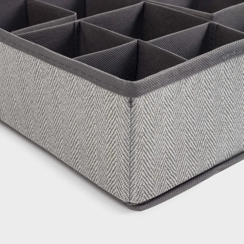 Органайзер-разделитель для ящиков, 32х24 см, 12 отд, текстиль, серый, Pedant new, image-1