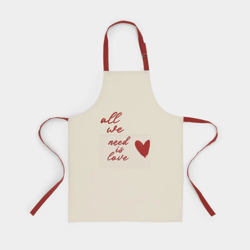 Фартук, 65х85 см, хлопок, бежевый, All we need is love, Heart kitchen