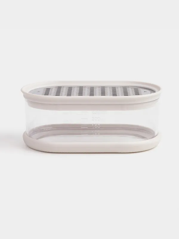 Терка, 14x8 см, с контейнером, сталь/пластик, молочная, Soft kitchen, image-2