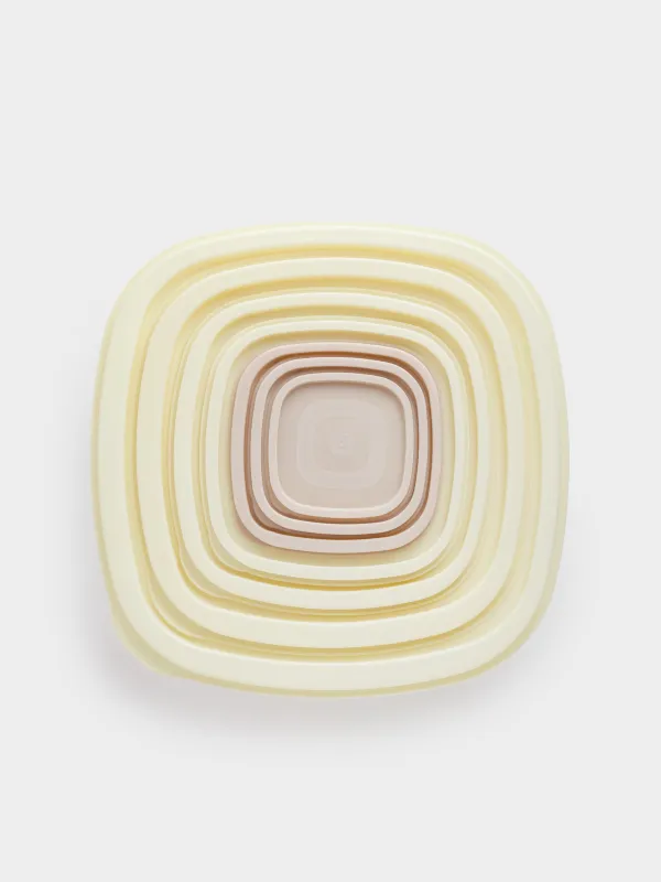 Набор контейнеров, 7 шт, пластик, квадратный, молочный/серо-коричневый, Rista, image-3