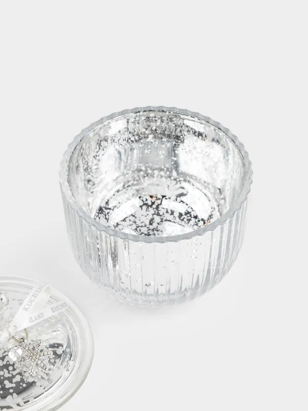 Емкость для хранения, 9х11 см, 220 мл, с подвеской, стекло, серебристая, Снежинка, Patina, image-1