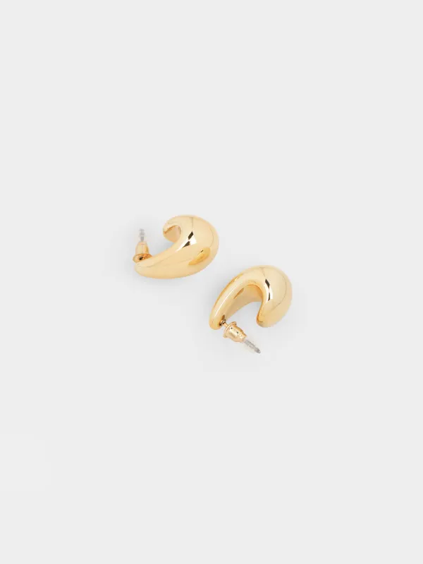 Серьги-пусеты, 2,5 см, 2 шт, пластик CCB, золотистые, Капли, Jewelry, image-2