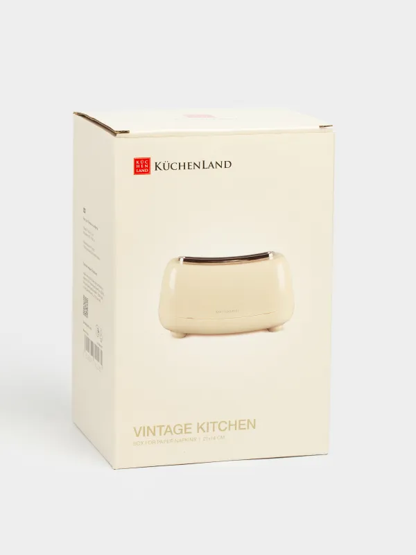 Бокс для бумажных салфеток, 21x14 см, пластик, бежевый, Vintage kitchen, image-5