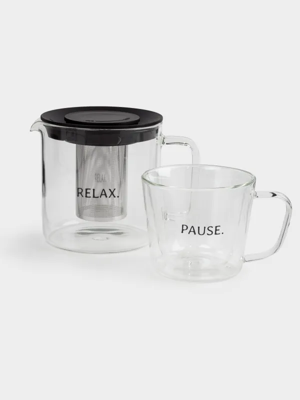 Набор чайный, 1 перс, 2 пр, стекло Б/сталь/пластик, Air, image-0