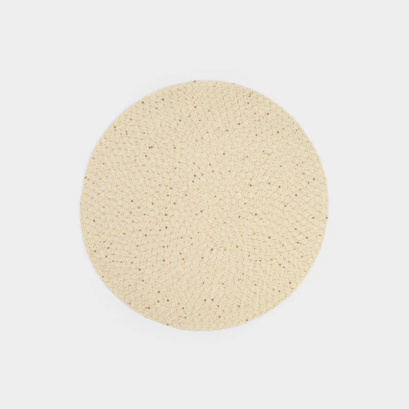 Салфетка под приборы, 38 см, бумага, круглая, бежевая, Straw