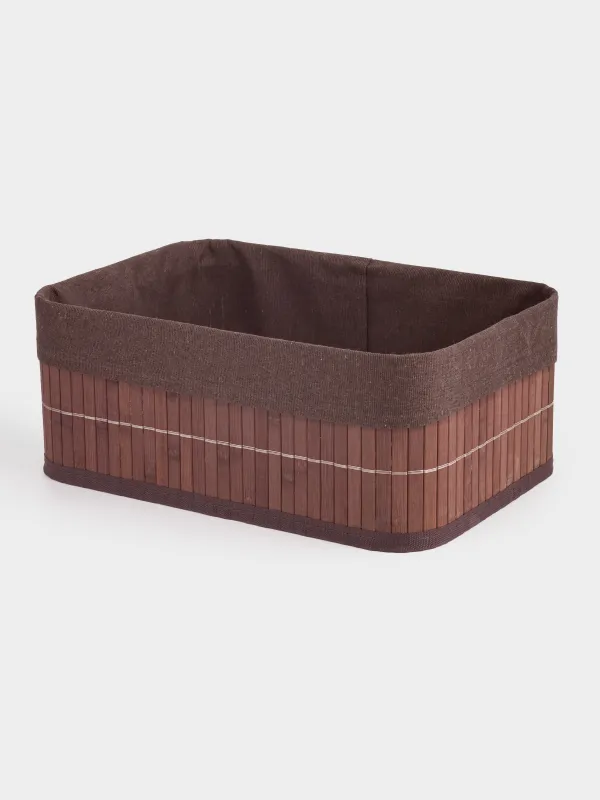Корзина для хранения, 30x20х12 см, бамбук/хлопок, прямоугольная, коричневая, Stem, image-2