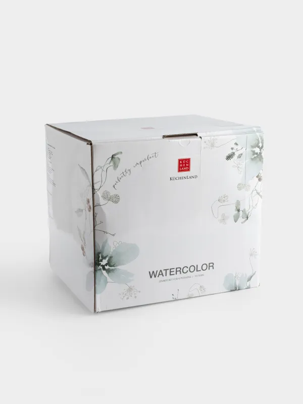 Сервиз обеденный, 6 перс, 19 пр, фарфор N, Серые цветы, Watercolor, image-7