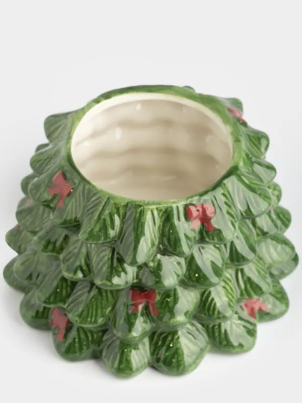 Емкость для хранения, 16х20 см, 710 мл, керамика, зеленая, Ель с бантами, Christmas traditions, image-2