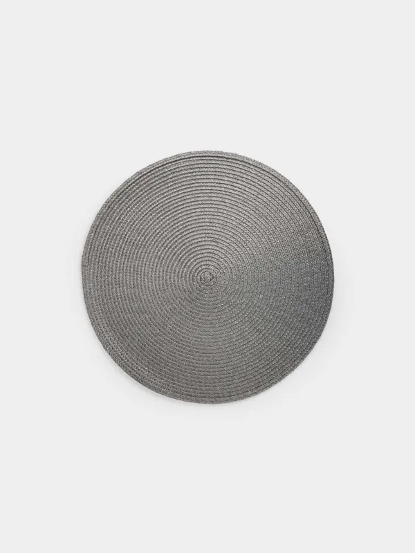 Салфетка под приборы, 38 см, полиэстер, круглая, графитовая, Ring mix, image-0