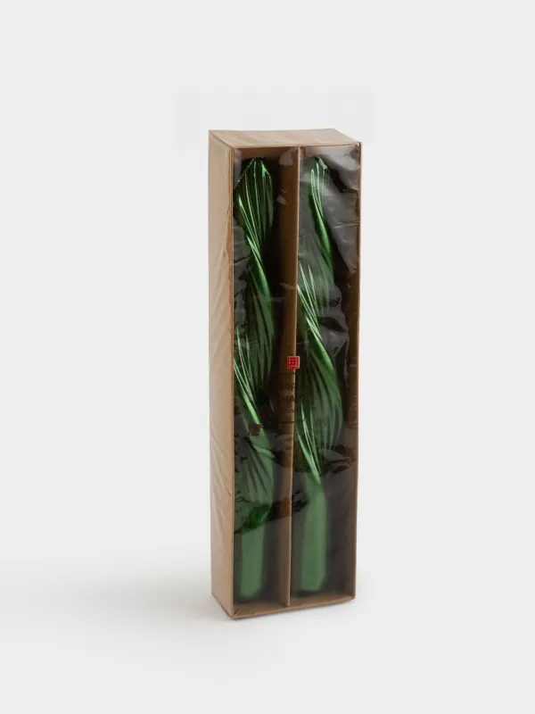 Свеча, 2 шт, 20 см, тонкая, зеленая, Спираль, Spiral shape, image-3