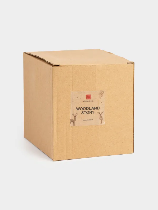 Подсвечник, 13 см, для чайной свечи, с ручкой, фарфор P, серо-коричневый, Олени, Woodland story, image-4