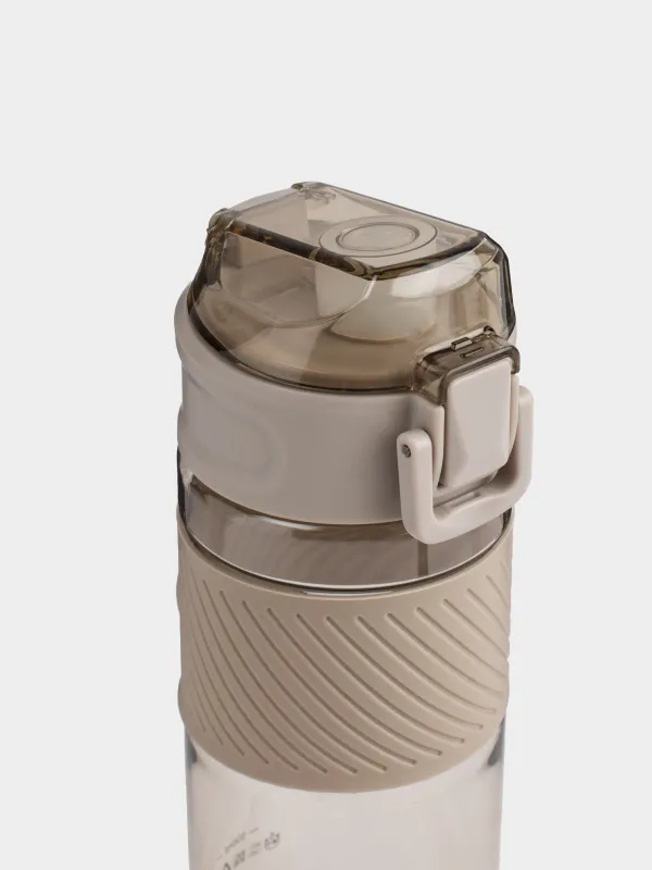 Бутылка для воды, 600 мл, пластик/силикон, бежевая, Sport, image-3