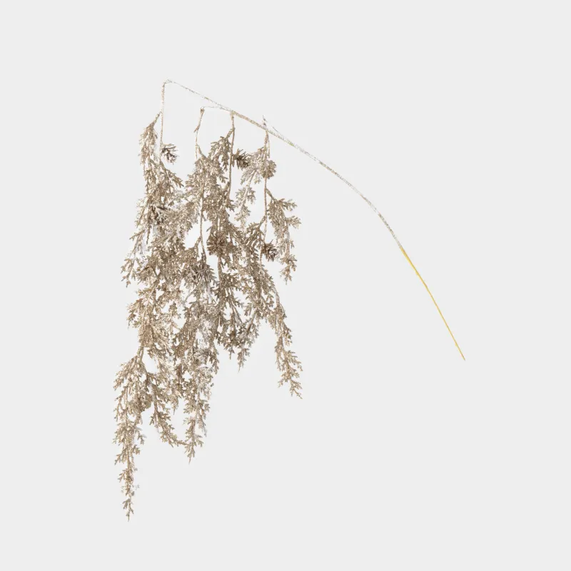 Ветка декоративная, 60 см, пластик/металл, Золотистая ель, Conifer champagne