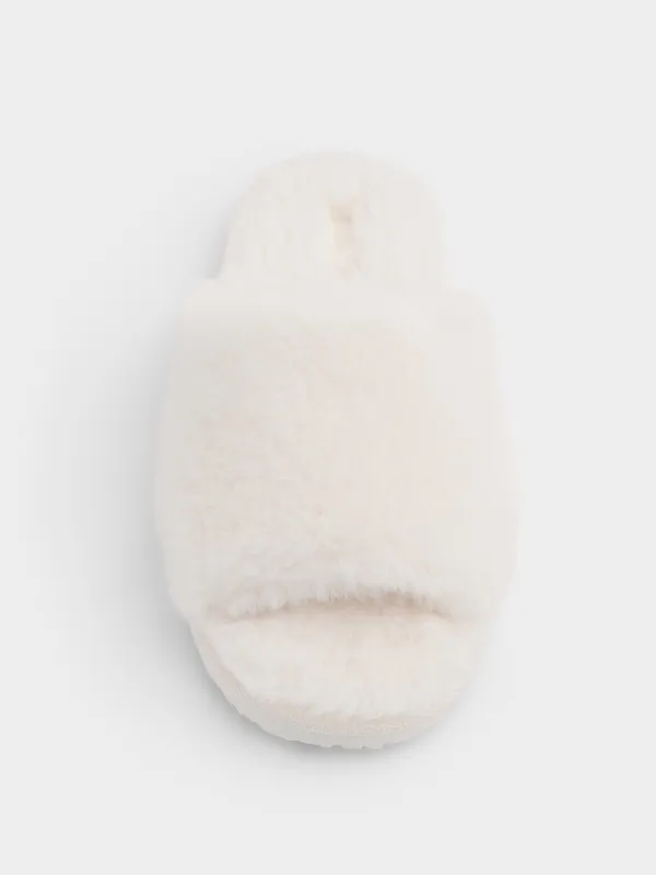 Тапочки открытые из искусственного меха Bushy, image-2