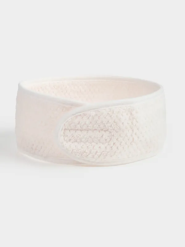 Повязка для волос, 56x9 см, флис, на липучке, молочная, Ratine, image-0