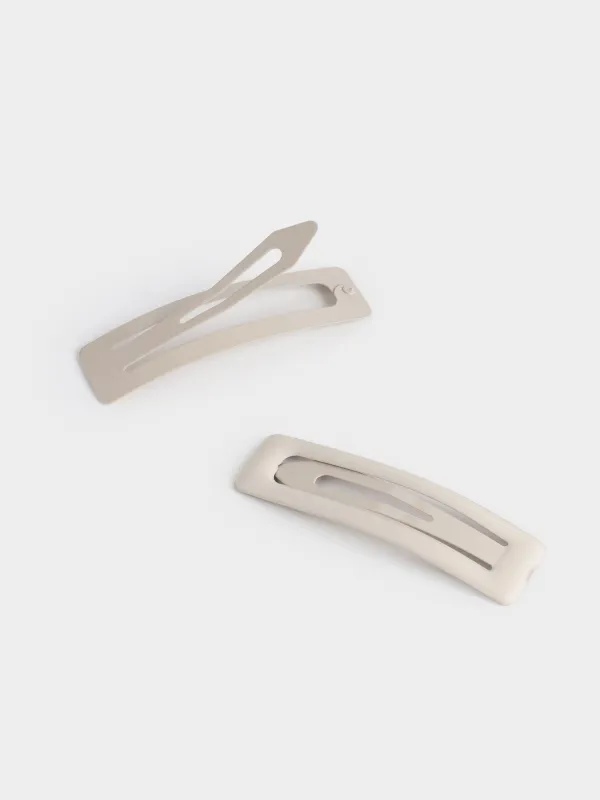 Заколка для волос, 7 см, 2 шт, металл, серая, Hair basic, image-2