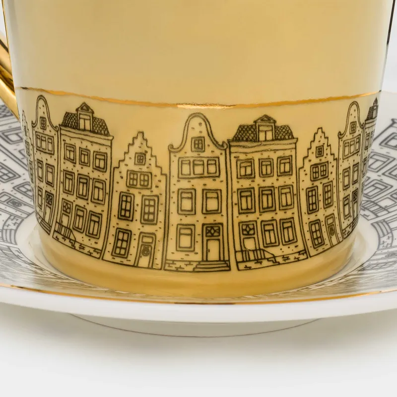 Пара чайная, 1 перс, 2 пр, 300 мл, фарфор P, бело-золотистая, Дома, House built, image-3