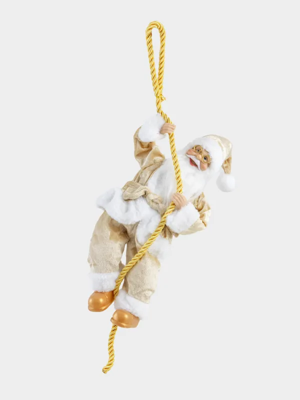 Изделие декоративное, 40 см, подвесное, пластик/полиэстер, золотистое, Санта на канате, Magic time, image-0