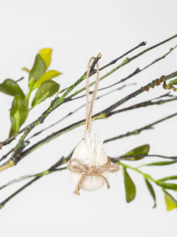 Подвеска декоративная, 4 см, пластик, молочно-золотистая, с сухоцветами, Яйцо, Natural Easter, image-2