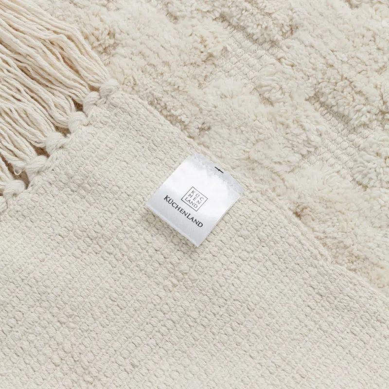 Коврик, 50х80 см, с бахромой, хлопок, песочный, Textured, image-4