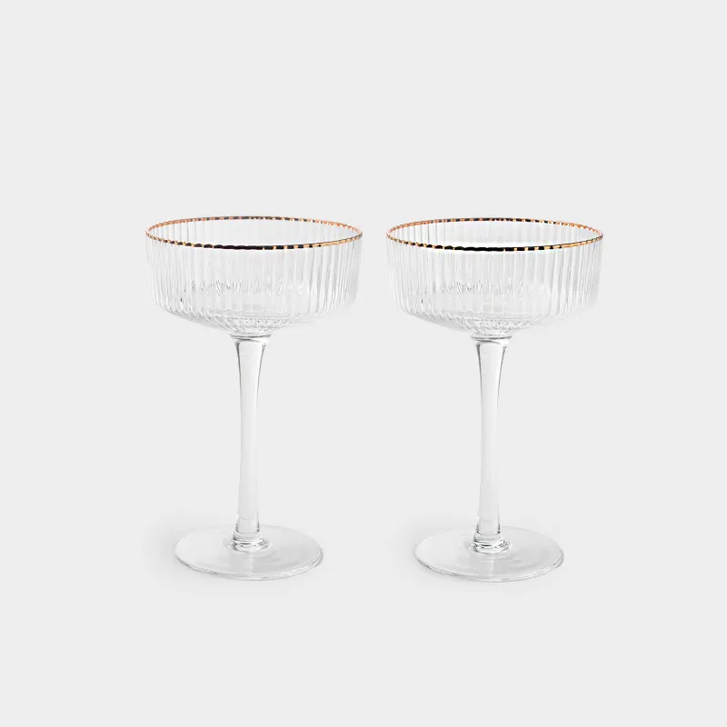 Бокал-креманка для шампанского, 2 шт, с золотистым кантом, Ribby R gold