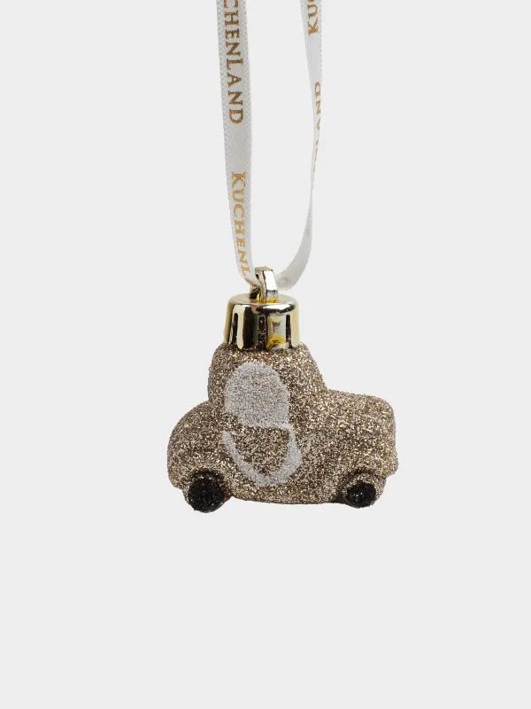 Игрушка елочная, 4х4 см, пластик, с блестками, шампань, Машина, Figure christmas, image-1