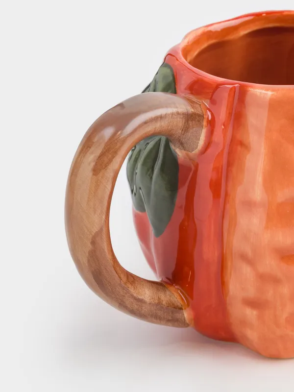 Кружка, 510 мл, керамика D, оранжевая, Тыква с листом, Forest symphony, image-3