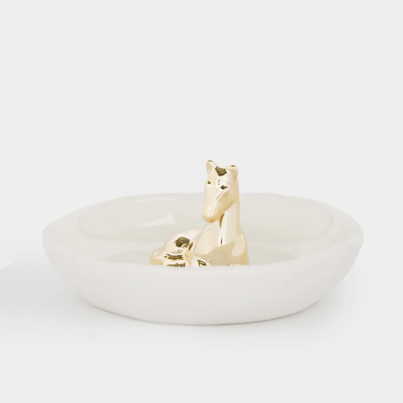 Держатель для украшений, 12х6 см, фарфор P, молочно-золотистый, Лошадь, Horse gold