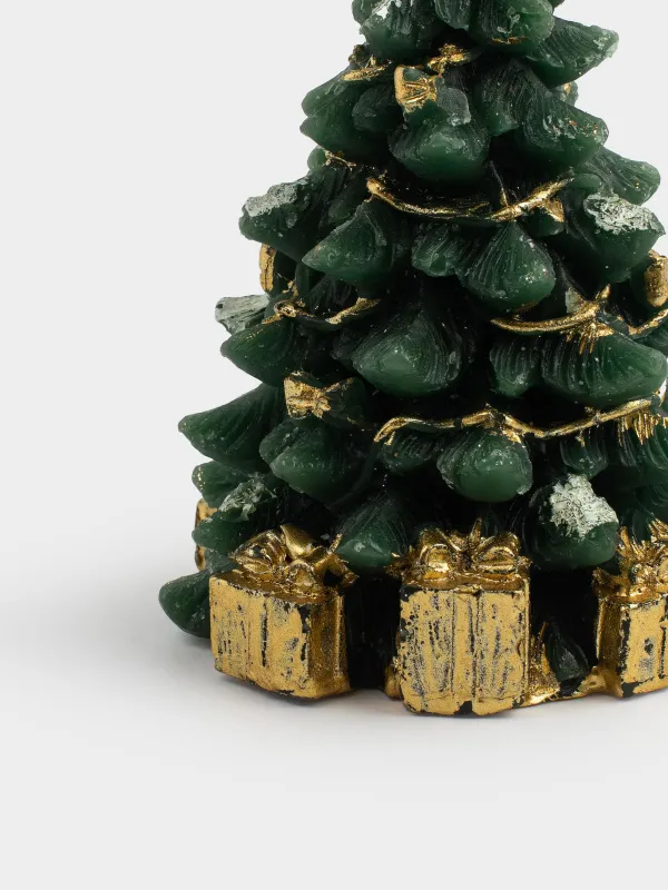 Свеча, 8x12 см, зелено-золотистая, Новогодняя елка, Fir christmas, image-2