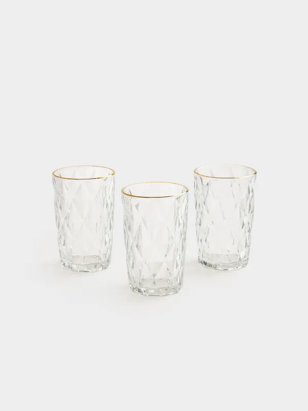 Стакан, 13 см, 340 мл, 6 шт, стекло Р, с золотистым кантом, Rhomb gold, image-1