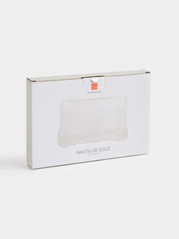 Блюдо, 14х23 см, стекло, прямоугольное, с золотистым кантом, Nautilus gold, image-5