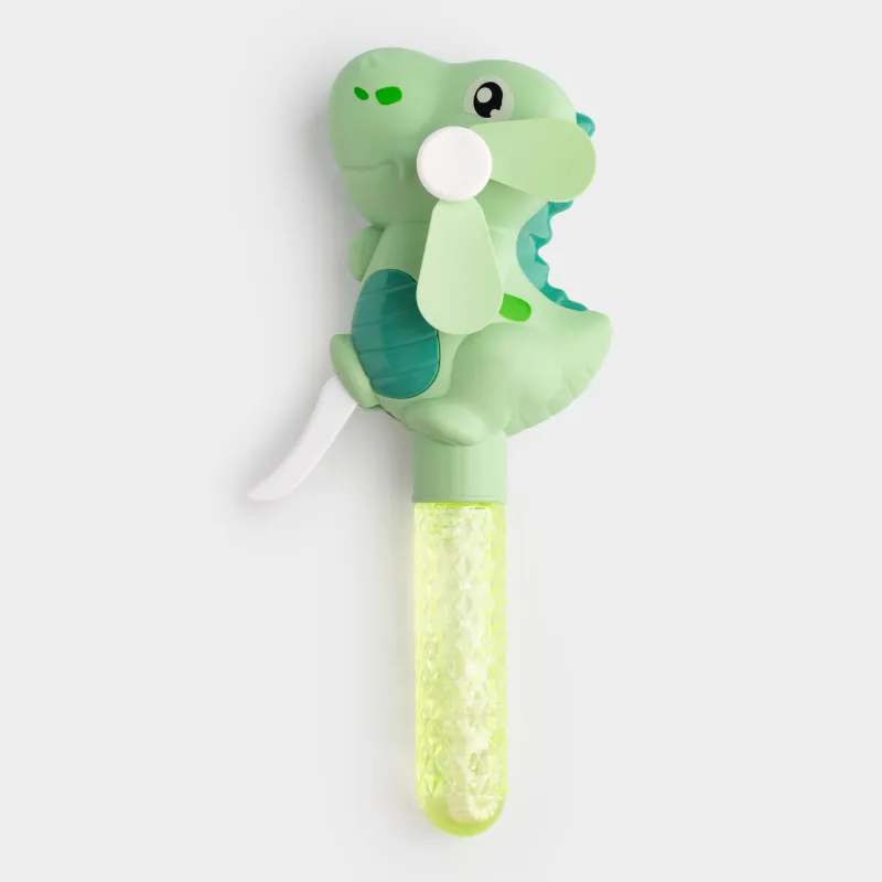 Мыльные пузыри, 22 см, 35 мл, с вентилятором, пластик, зеленые, Динозавр, Dino