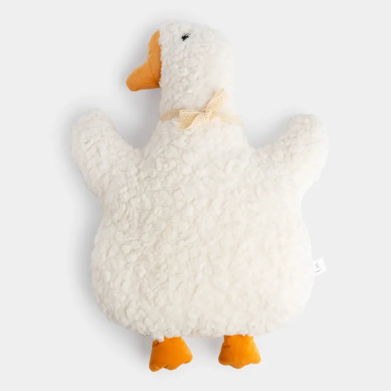 Подушка декоративная, 43х29 см, плюш, белая, Гусь, Goose, image-0