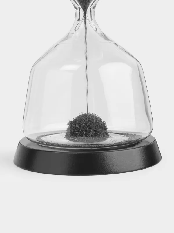 Часы песочные, 17 см, 1 минута, магнитные, на подставке, стекло/дерево, серые, Sand time, image-3