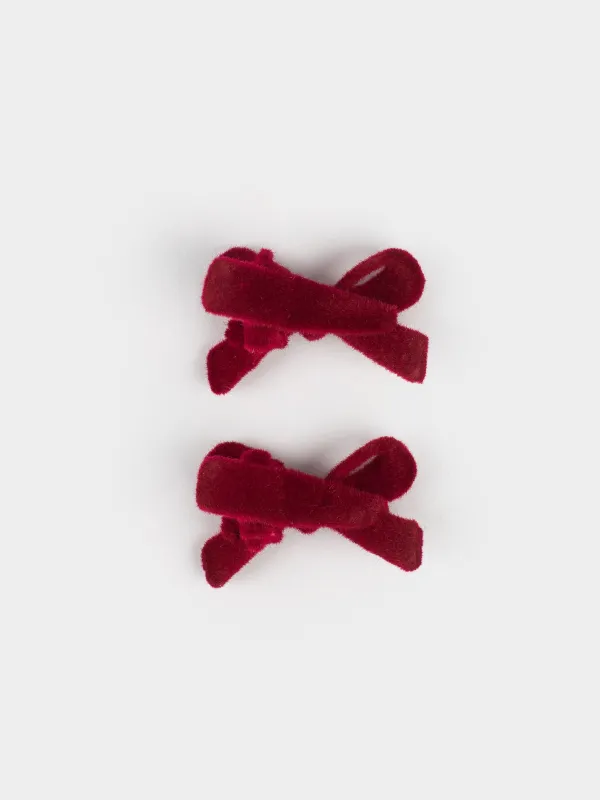 Заколка для волос, 3 см, 2 шт, детская, полиэстер/металл, красная, Бантики, Hairstyle, image-1
