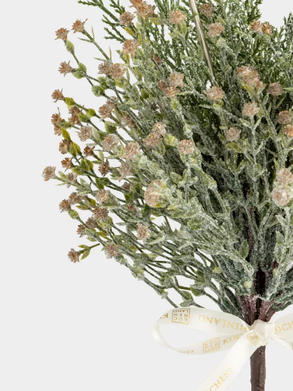 Букет декоративный, 40 см, пластик, Хвоя с золотистыми цветами, Conifer decor, image-2