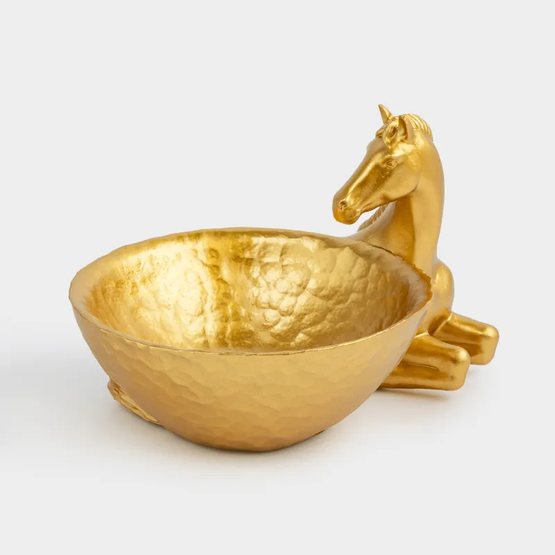 Конфетница, 16х11 см, полирезин, золотистая, Лошадь, Horse gold