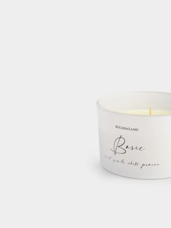Свеча ароматическая, 13x9 см, в подсвечнике, Sweet Pea&White Jasmine, Basic, image-4