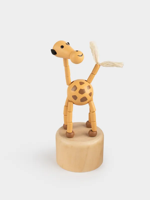 Игрушка, 13х5 см, дергунчик, дерево, желтая, Жираф, Jungle, image-1